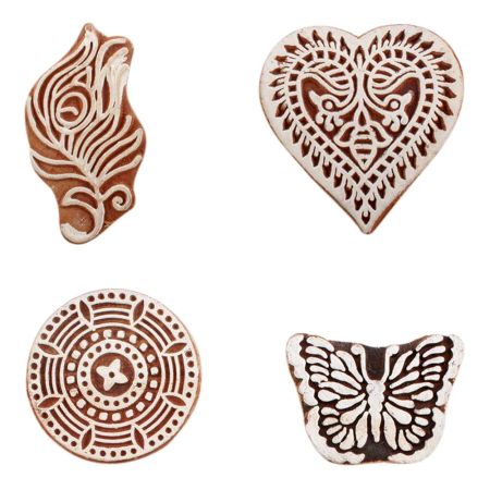 Set of 4 Piece New Mix Wooden Printing Block